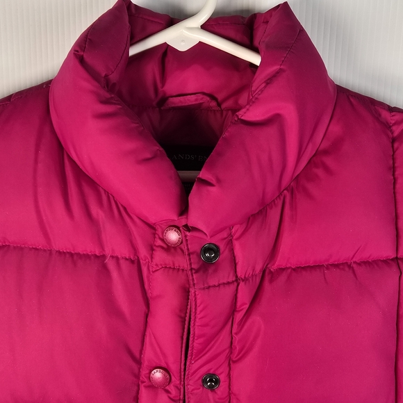 NWOT Lands' End Womens Goose Down Puffer Vest Fuchsia Pink Snap-Button Close L - Picture 3 of 12